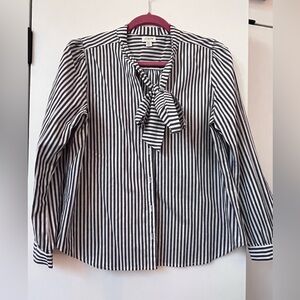 EUC J Crew Blouse Bow Stripe PL